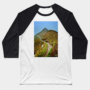 Misty mountains and hiking trail Baseball T-Shirt